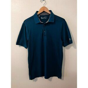 Men's Under Armour Heat Gear Loose Fit Blue Polo Shirt Size S [EXCELLENT]